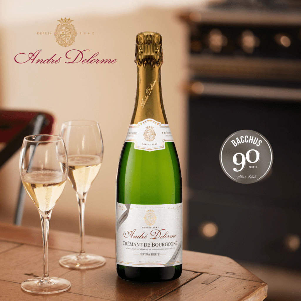 Magazine Bacchus 90 points Crémant de Bourgogne Blanc Extra-Brut André Delorme